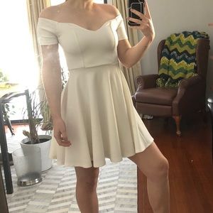 Boat Neck-y flare White Dress
